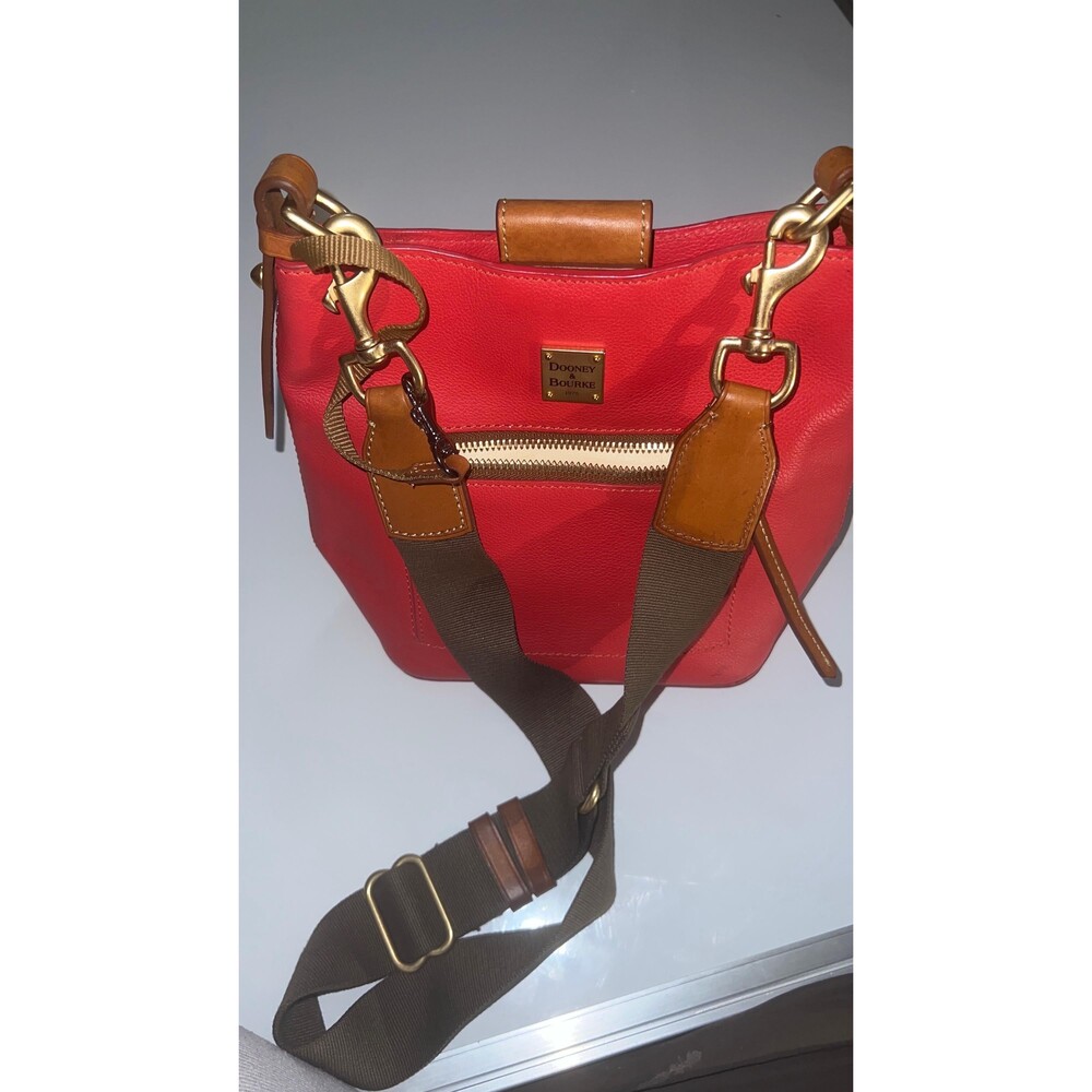 Dooney & Bourke Raleigh Roxy Red Italian Calfskin Leather Crossbody Shoulder Bag